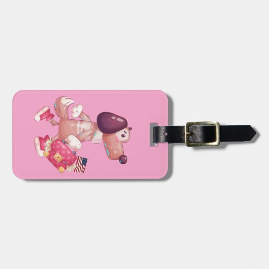 Cute Dog Reisbare afbeelding Aanpasbare Foto Bagagelabel (Voorkant horizontaal)