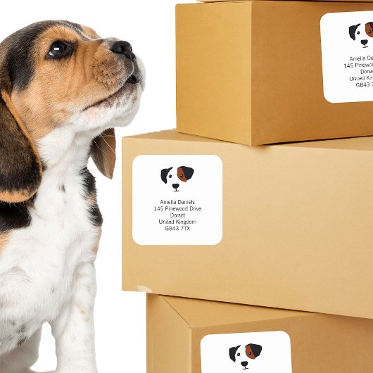 Cute Dog Return Address Vierkante Sticker