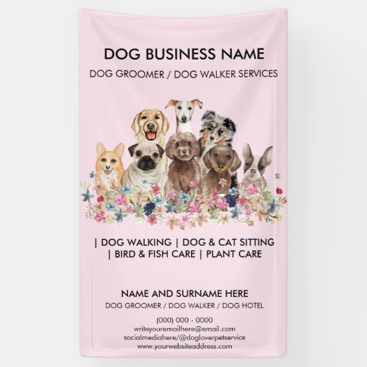 Cute Dog Saloon Spandoek (Verticaal)