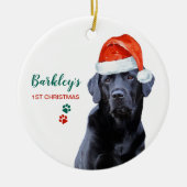 Cute Dog Santa Dog Pet Black Labrador Keramisch Ornament (Voorkant)