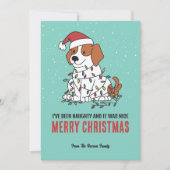 Cute Dog Santa Naughty en Nice Merry Kerstmis Feestdagenkaart (Voorkant)