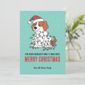 Cute Dog Santa Naughty en Nice Merry Kerstmis Feestdagenkaart (Staand voorkant)