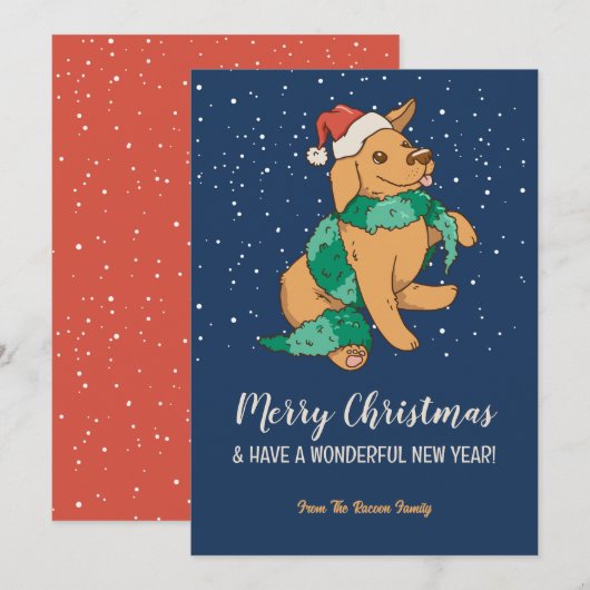 Cute Dog Santa Snowy Winter Merry Kerstmis Feestdagenkaart (Voorkant / Achterkant)
