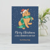 Cute Dog Santa Snowy Winter Merry Kerstmis Feestdagenkaart (Staand voorkant)