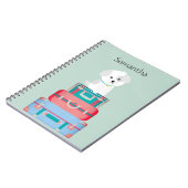 Cute Dog Sat on Suitcases Personated Notitieboek (Linkerzijde)