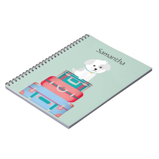Cute Dog Sat on Suitcases Personated Notitieboek (Linkerzijde)