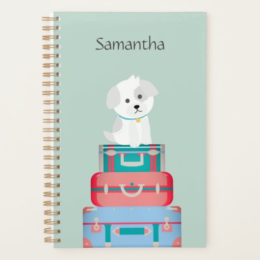 Cute Dog Sat on Suitcases Personated Planner (Voorkant)