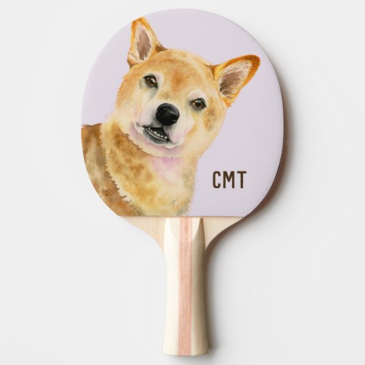Cute Dog, Shiba Inu Dog Art, Monogram Tafeltennisbatje (Voorkant)