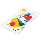 Cute dog sits in colorful art space magneet (Linkerzijde)