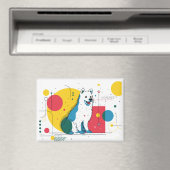 Cute dog sits in colorful art space magneet (Insitu (Vaatwasser))