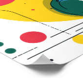 Cute dog sits in colorful art space poster (Hoek)