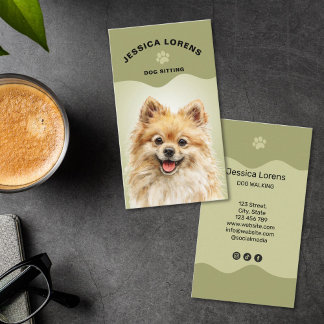 Cute Dog Sitter, Pet Groomer, Dog Walker Visitekaartje