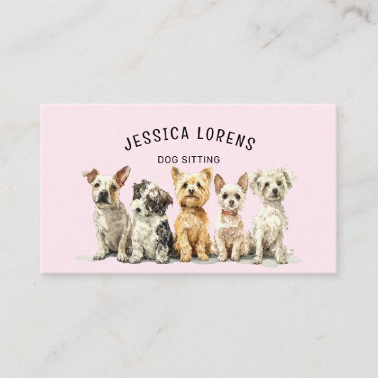 Cute Dog Sitter, Pet Groomer, Veterinarian, Puppy Visitekaartje (Voorkant)