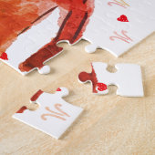 Cute Dog Slaping Hearts Waterverf Legpuzzel (Zijkant)