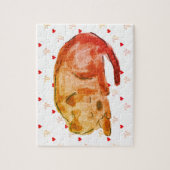 Cute Dog Slaping Hearts Waterverf Legpuzzel (Verticaal)