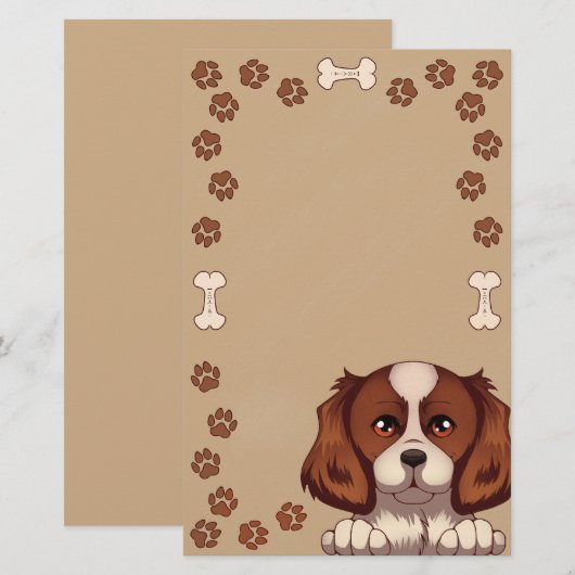 Cute Dog Stationery Briefpapier (Voorkant / Achterkant)