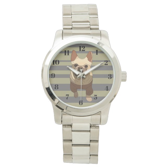 Cute dog, Striped Horloge (Voorkant)