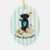 Cute Dog - Summer Beach Black Labrador Retriever Keramisch Ornament (Achterkant)