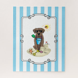 Cute Dog Summer Beach Chocolate Labrador Retriever Legpuzzel