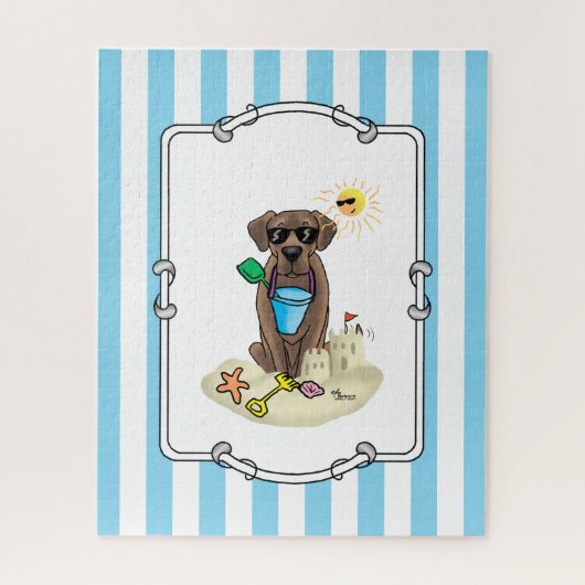 Cute Dog Summer Beach Chocolate Labrador Retriever Legpuzzel (Verticaal)