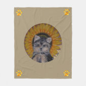Cute Dog, Sunflower and Gold Paws Fleece Blanket (Voorkant)