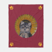 Cute Dog, Sunflower and Gold Paws Fleece Deken (Voorkant)