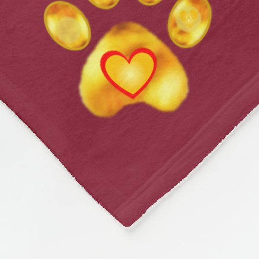 Cute Dog, Sunflower and Gold Paws Fleece Deken (Hoek)