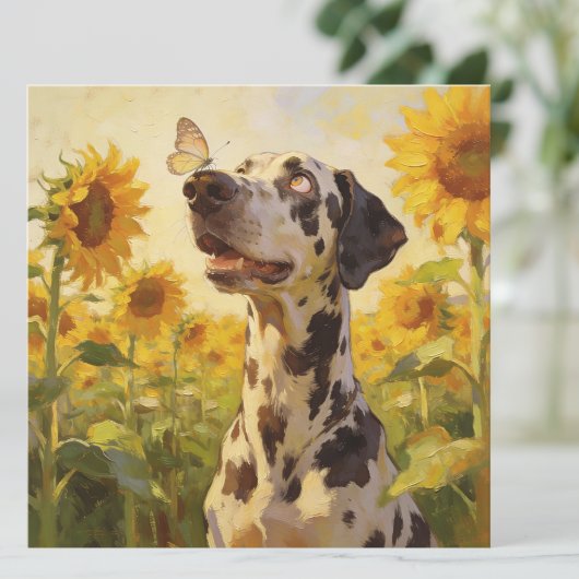 Cute Dog Sunflower Birthday Any Occasion Card