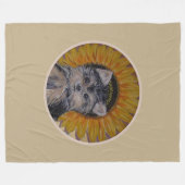 Cute Dog, Sunflower on Light Beige Fleece Deken (Voorkant (Horizontaal))