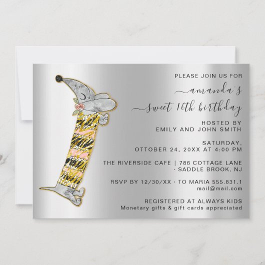 Cute Dog Sweet 16th Birthday Party Kaart (Voorkant)