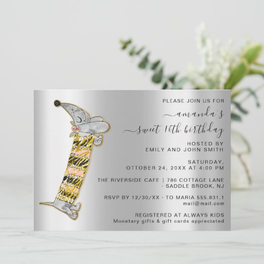 Cute Dog Sweet 16th Birthday Party Kaart (Staand voorkant)