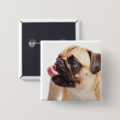 Cute Dog-toets 1 Vierkante Button 5,1 Cm (Voorkant /achterkant)