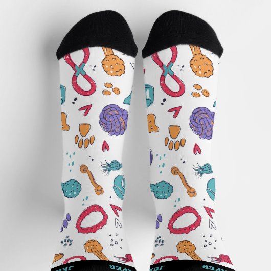 Cute Dog Toys Pattern Puppy Lover Doodle Sokken (Top)