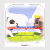 Cute Dog Tug of War Speelgoed Sticker (Vel)