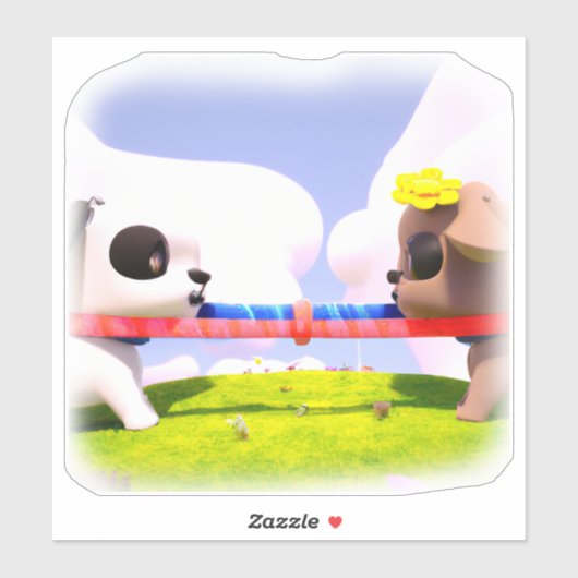 Cute Dog Tug of War Speelgoed Sticker (Vel)