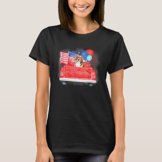 Cute Dog USA American Flag Patriotic 4th Of July R T-shirt
