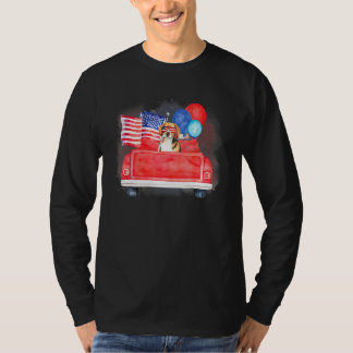 Cute Dog USA American Flag Patriotic 4th Of July R T-shirt