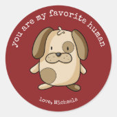 Cute Dog Valentijnsdag Ronde Sticker (Voorkant)