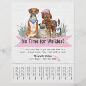 Cute Dog Walker Flyer-scheurblad roze banner Flyer (Voorkant)