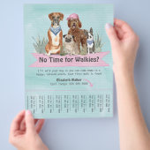 Cute Dog Walker Flyer-scheurblad roze banner Flyer (Hand)