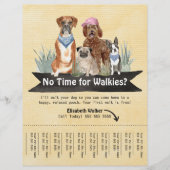 Cute Dog Walker Flyer-scheurplaat zwarte banner Flyer (Voorkant)