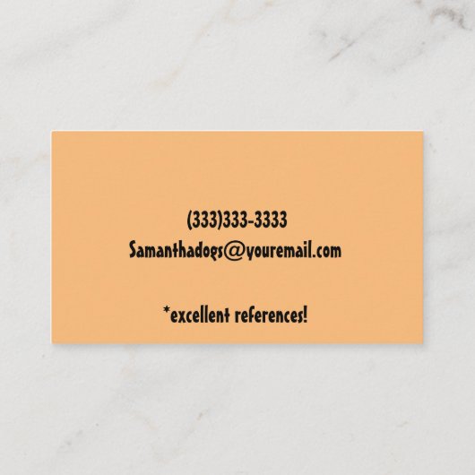 Cute DOG WALKER PET SITTER Visitekaartje (Achterkant)