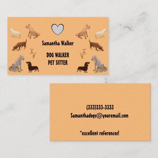 Cute DOG WALKER PET SITTER Visitekaartje (Voorkant / Achterkant)