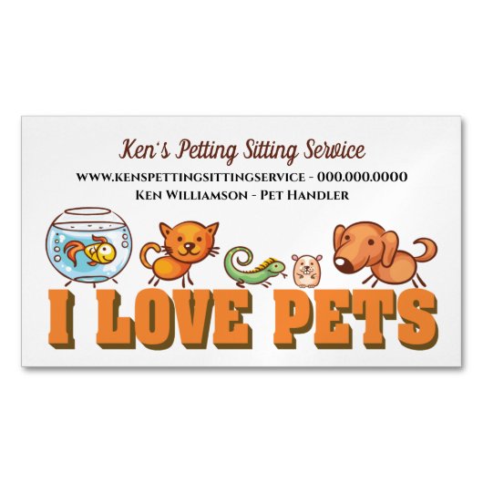 Cute Dog Walking Animal Car Pet Service Magnetisch Visitekaartje (Voorkant)
