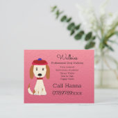 Cute Dog Walking Dog Grooming Business on Pink Briefkaart (Staand voorkant)
