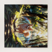 Cute dog walking in the forest legpuzzel (Horizontaal)