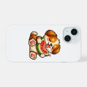 Cute Dog Watermelon iPhone 15 Case (Achterkant horizontaal)