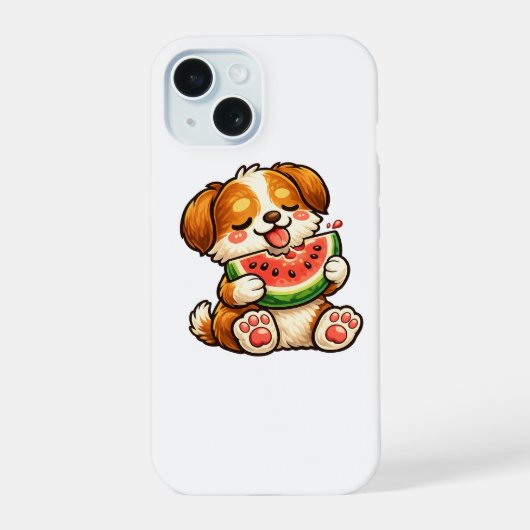 Cute Dog Watermelon iPhone 15 Case (Achterkant)
