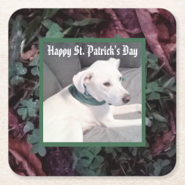 Cute Dog Wearing Green Scarf St. Patrick's Day Kartonnen Onderzetters