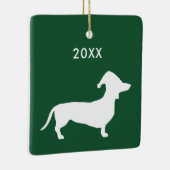 Cute Dog Wearing Santa Hat & Custom Year Keramisch Ornament (Rechts)